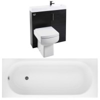 Black Ash MicroPlus Vanity Unit Bathroom Suite with Bath