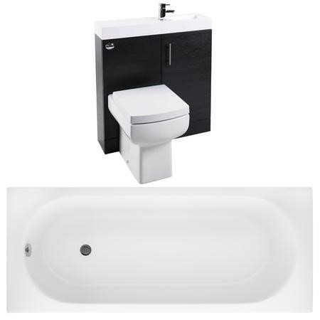 Micro Plus Unit Black Ash MicroPlus Vanity Unit Bathroom Suite with Bath - Furniture123
