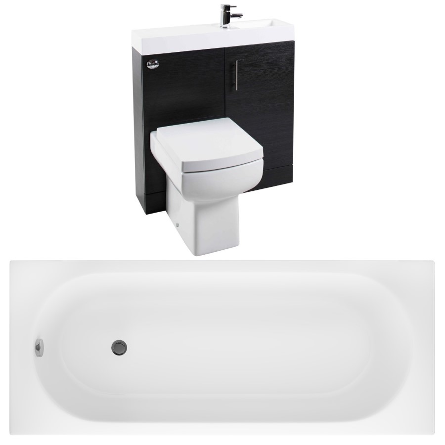 Black Ash MicroPlus Vanity Unit Bathroom Suite with Bath