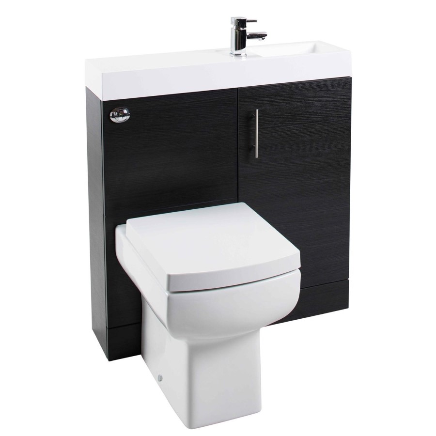 Black Ash MicroPlus Vanity Unit Bathroom Suite with Bath
