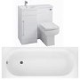 White Vanity Unit Bathroom Suite with Bath and Back to Wall Toilet