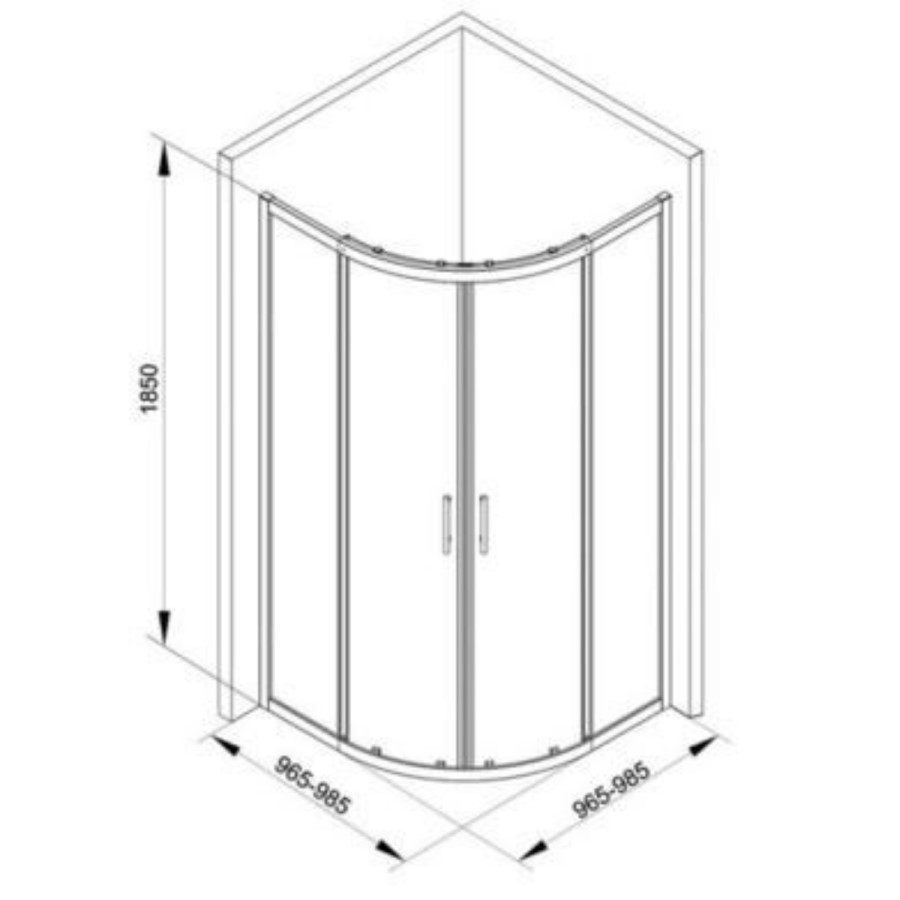 1000 x 1000mm Taylor & Moore Quadrant Shower Enclosure with Twin Sliding Doors & Acrylic Capped Stone Shower Tray 