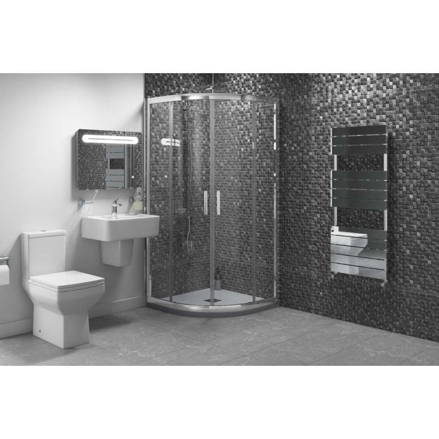 800 x 800mm Quadrant Shower Enclosure Suite with Square Toilet & Wall Mount Sink