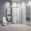 800 x 800mm Shower Enclosure Bathroom Suite with Curved Toilet &amp; Wall Mount Basin