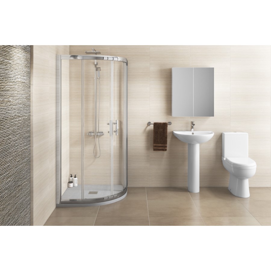 800 x 800mm Shower Enclosure Suite with Curved Toilet & Basin