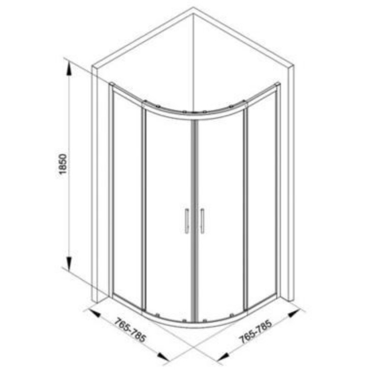 800 x 800mm Quadrant Shower Enclosure with Twin Sliding Doors & Acrylic Capped Stone Shower Tray