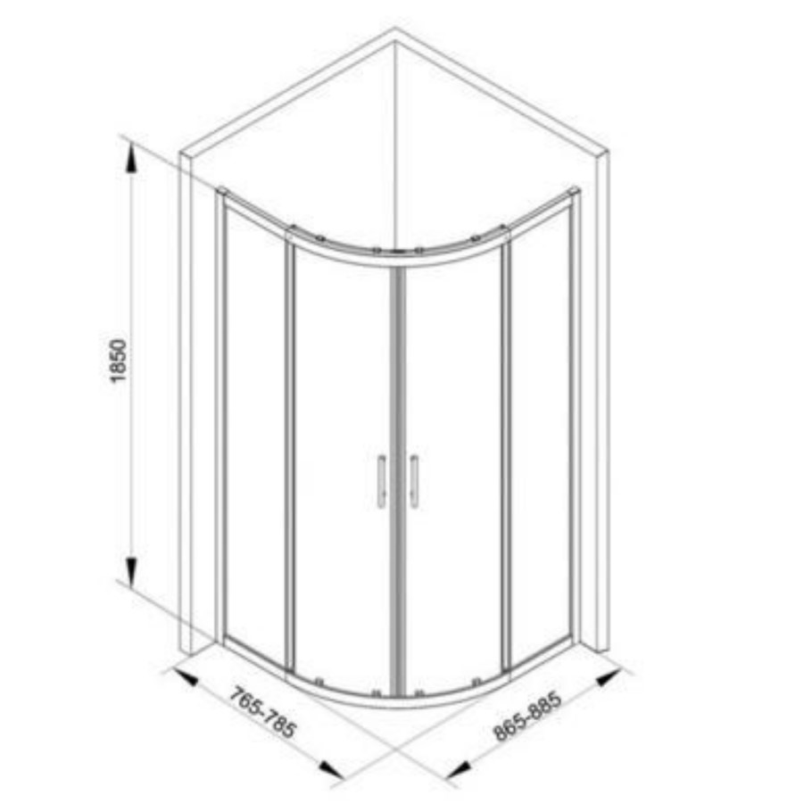 Taylor & Moore Offset Reversible Quadrant Shower Enclosure with Twin Sliding Doors 800 x 900mm & Offset Quadrant Acrylic Capped Stone Shower Tray
