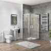 900 x 900mm Shower Enclosure Bathroom Suite with Curved Toilet &amp; Basin