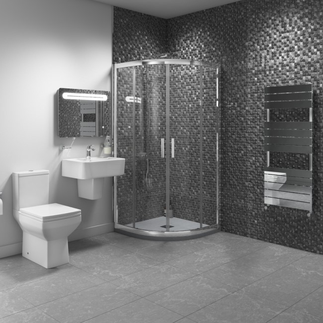 900 x 900mm Quadrant Shower Enclosure Suite with Square Toilet & Wall Mount Sink