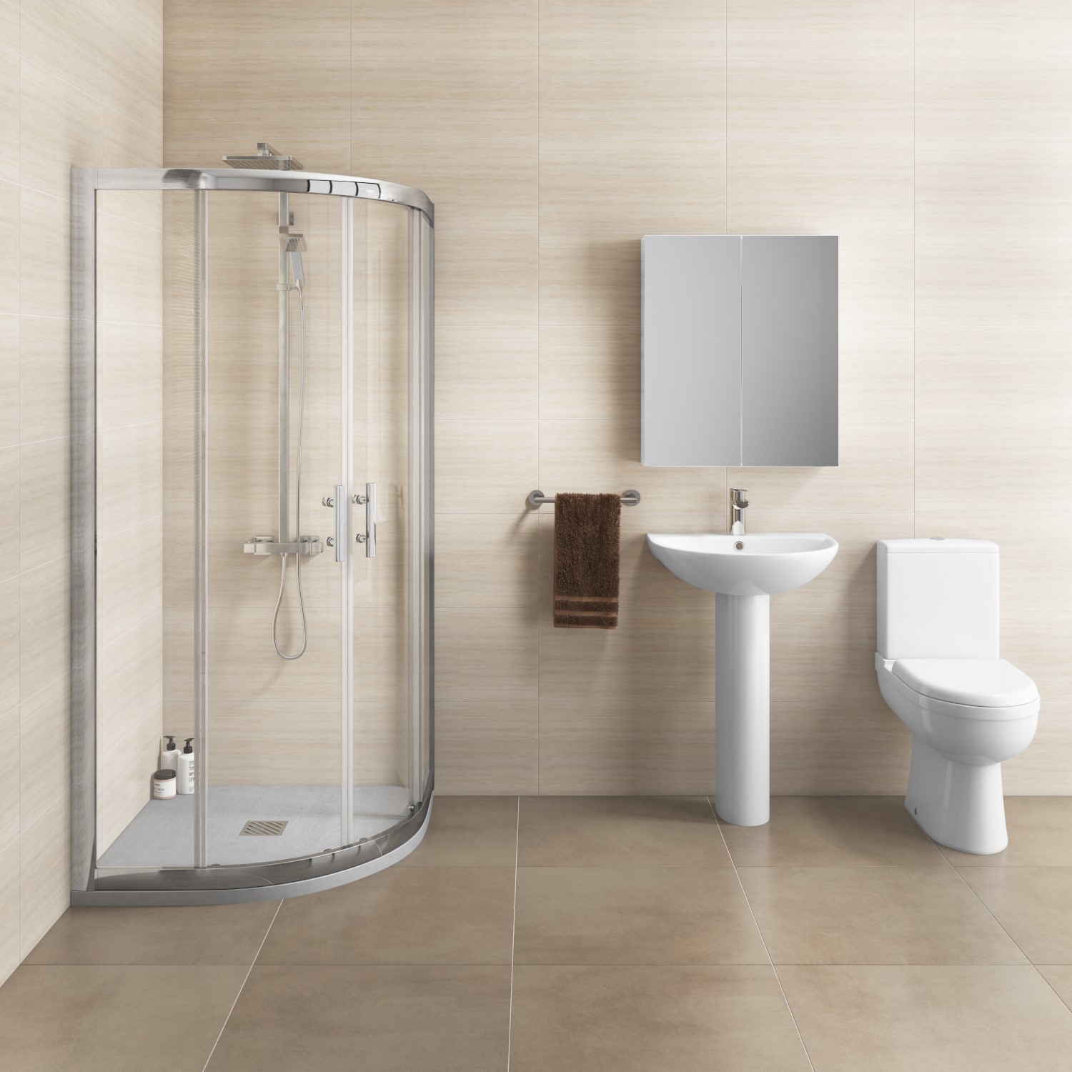 800 x 800 Shower Enclosure Bathroom Suite Close Coupled Toilet & Basin Sink Set 