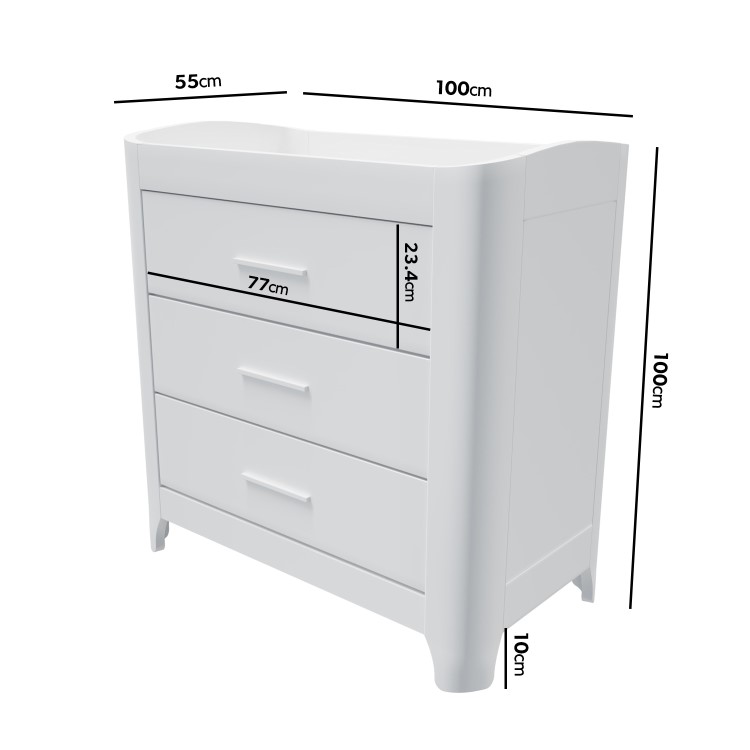 White Pine Nursery Furniture 2-Piece Set with Curved Edges including Cot Bed and Changing Table - Shiloh