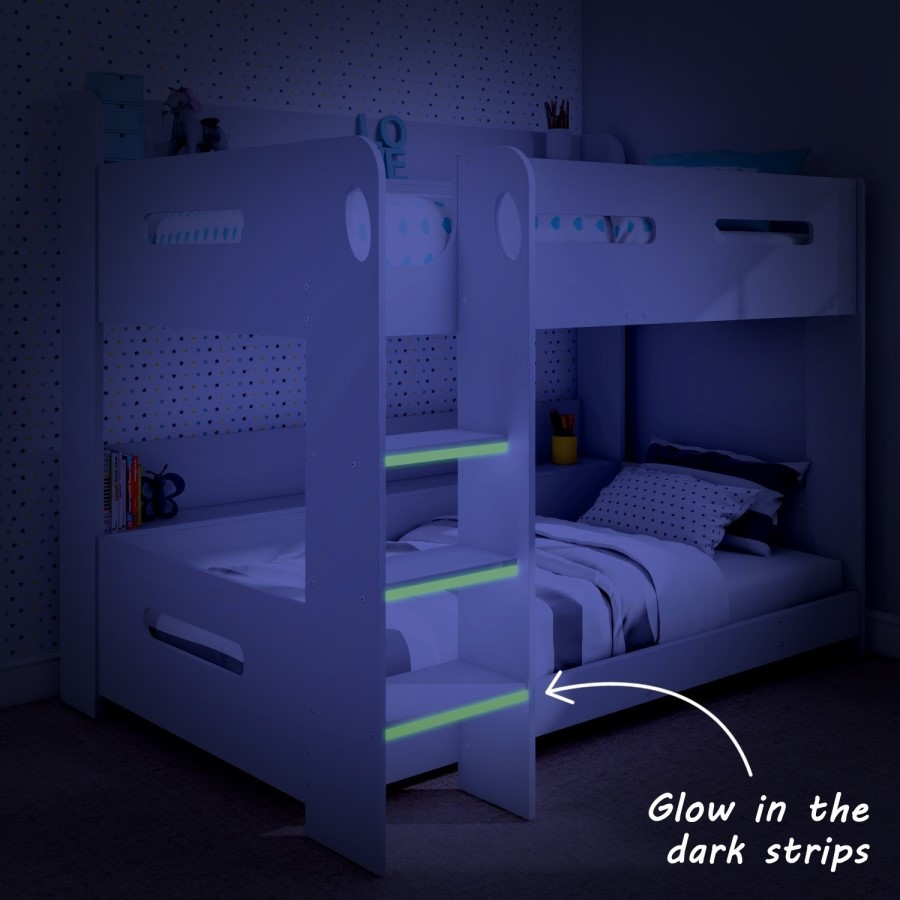 Sky Oak Bunk Bed with Shelves - Mattresses Included