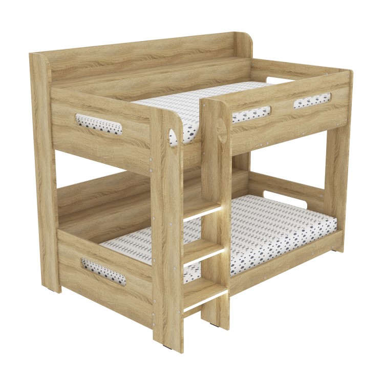 Oak Bunk Bed with Shelves - Sky