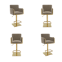 Set of 4 Mink Velvet Adjustable Swivel Bar Stools with Gold Base - Sonny