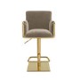 Mink Velvet Adjustable Swivel Bar Stool with Gold Base - Sonny