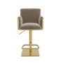 Set of 4 Mink Velvet Adjustable Swivel Bar Stools with Gold Base - Sonny