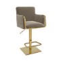 Mink Velvet Adjustable Swivel Bar Stool with Gold Base - Sonny