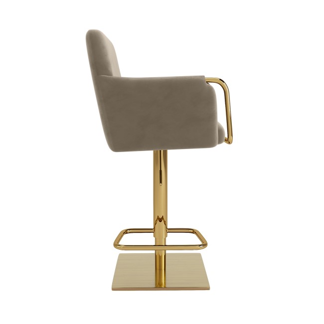 Mink Velvet Adjustable Swivel Bar Stool with Gold Base - Sonny