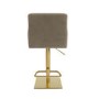 Mink Velvet Adjustable Swivel Bar Stool with Gold Base - Sonny