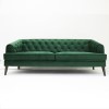 GRADE A2 - Inez Chesterfield Sofa in Dark Green Velvet - Seats 3