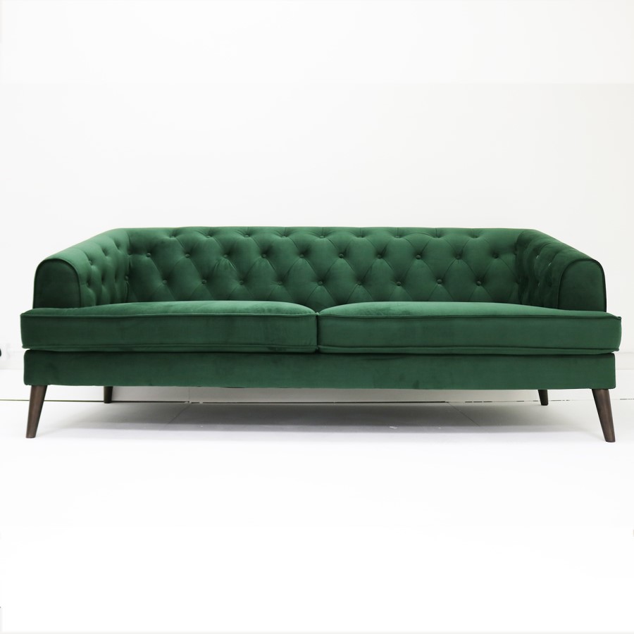 Green Velvet Sofa 3 Seater - Inez
