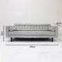 Elba Light Grey Fabric Sofa - Seats 3 with Button Detailing & Bolster Cushions