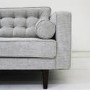 Elba Light Grey Fabric Sofa - Seats 3 with Button Detailing & Bolster Cushions