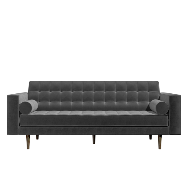 Grey Velvet 3 Seater & 2 Seater Mid Century Quilted Sofa Set - Elba ...
