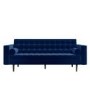 Mid Century Quilted Navy Blue Velvet 3 Seater and 2 Seater Sofa Set - Elba