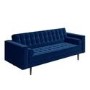 Mid Century Quilted Navy Blue Velvet 3 Seater and 2 Seater Sofa Set - Elba