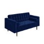 Mid Century Quilted Navy Blue Velvet 3 Seater and 2 Seater Sofa Set - Elba