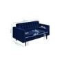 Mid Century Quilted Navy Blue Velvet 3 Seater and 2 Seater Sofa Set - Elba