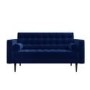 Mid Century Quilted Navy Blue Velvet 3 Seater and 2 Seater Sofa Set - Elba