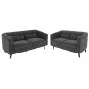 Grey Velvet 3 Seater Sofa &amp; 2 Seater Sofa Set - Lotti