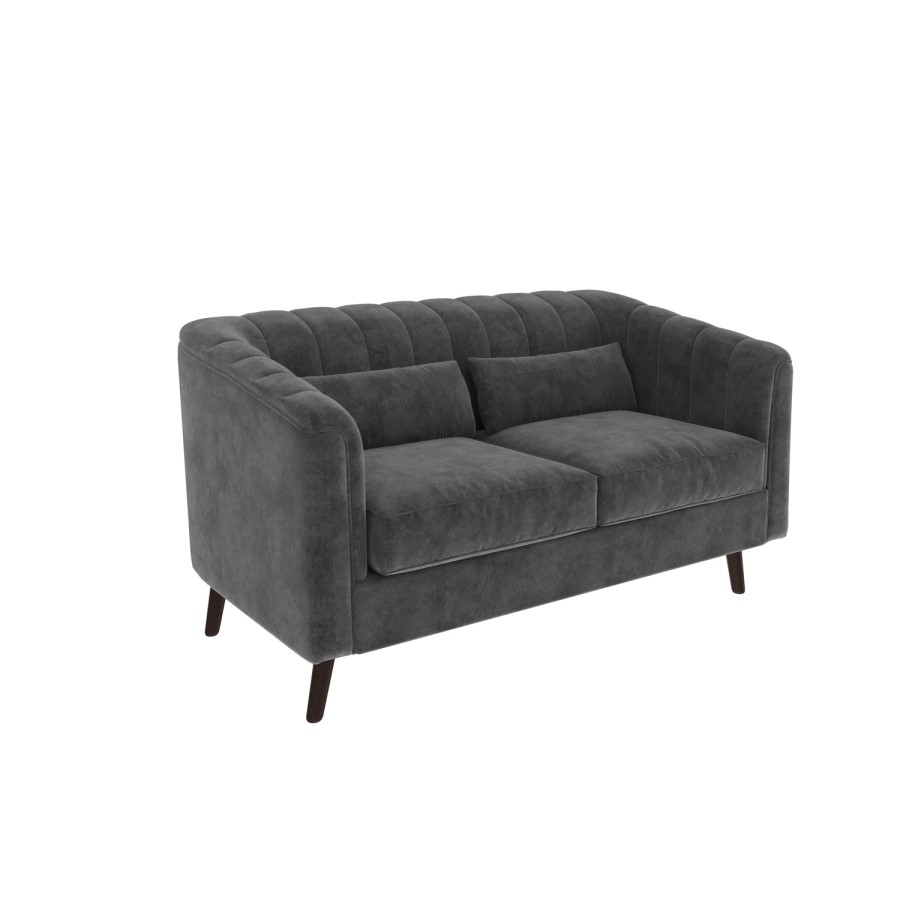 Grey Velvet 3 Seater Sofa & 2 Seater Sofa Set - Lotti