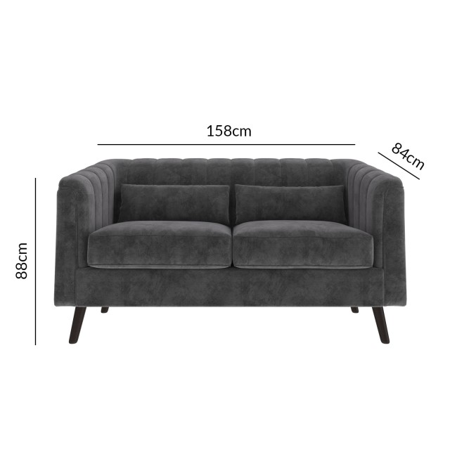 Grey Velvet 3 Seater Sofa & 2 Seater Sofa Set - Lotti