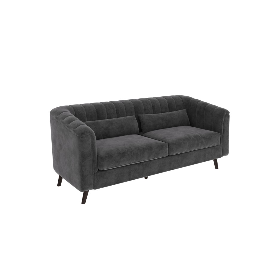 Grey Velvet 3 Seater Sofa & 2 Seater Sofa Set - Lotti
