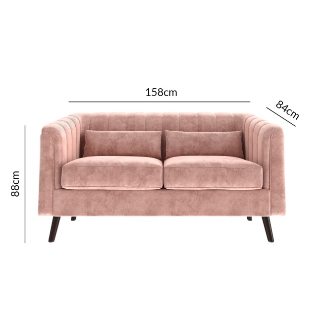 Pink Velvet 3 Seater Sofa & 2 Seater Sofa Set - Lotti