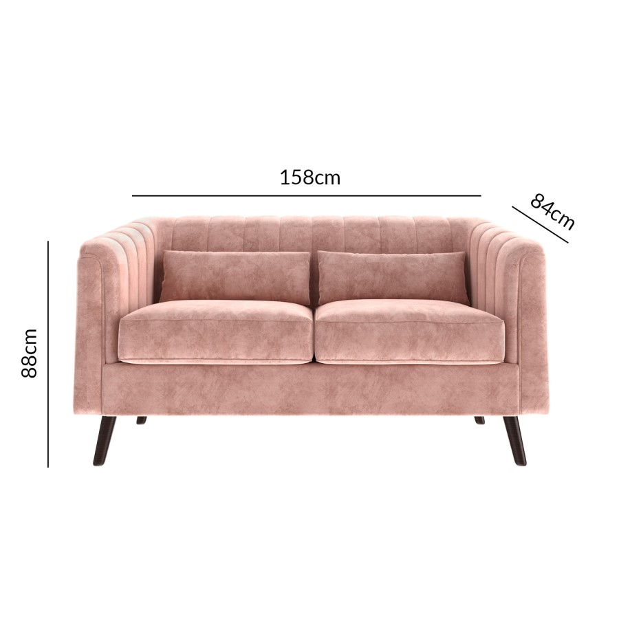 Pink Velvet 3 Seater Sofa & 2 Seater Sofa Set - Lotti