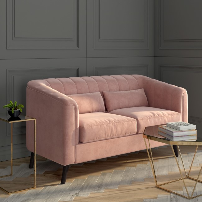 Pink Velvet 3 Seater Sofa & 2 Seater Sofa Set - Lotti