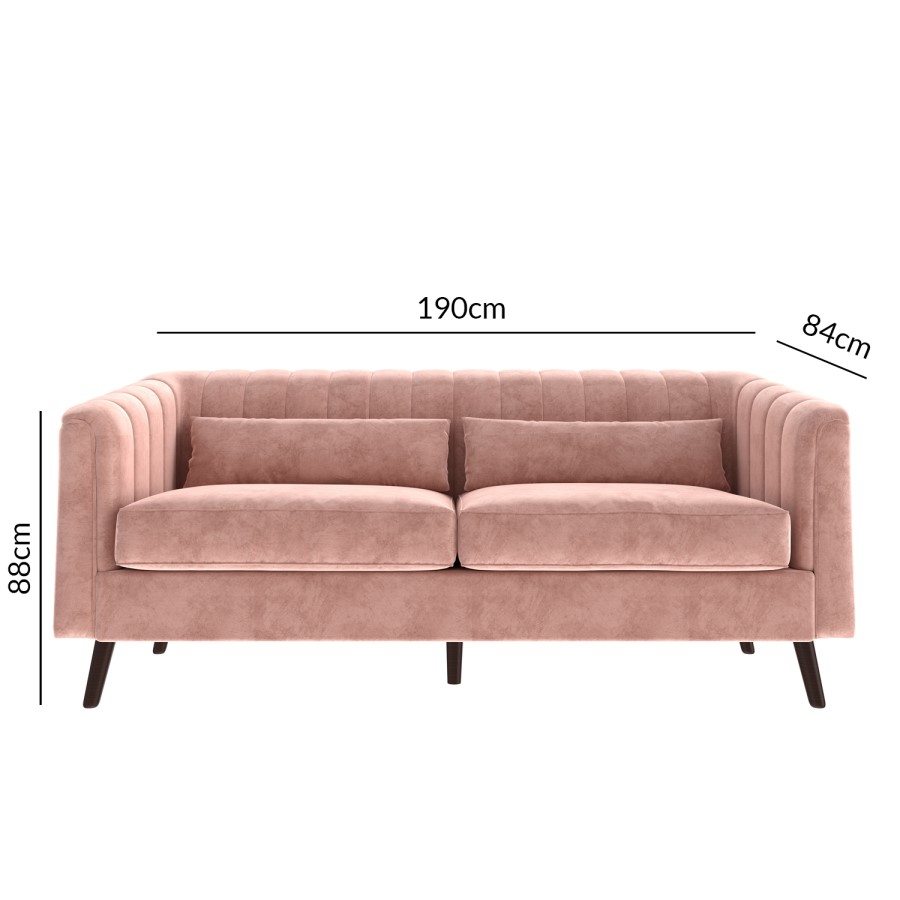 Pink Velvet 3 Seater Sofa & 2 Seater Sofa Set - Lotti