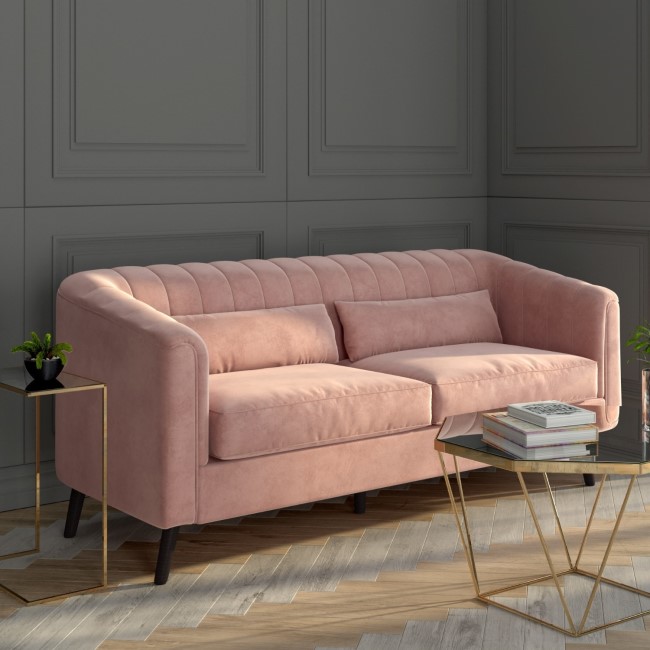 Pink Velvet 3 Seater Sofa & 2 Seater Sofa Set - Lotti