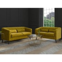 Lotti Green Velvet 3 Seater Sofa & 2 Seater Sofa Set Lotti Green Velvet 3 Seater Sofa & 2 Seater Sofa Set