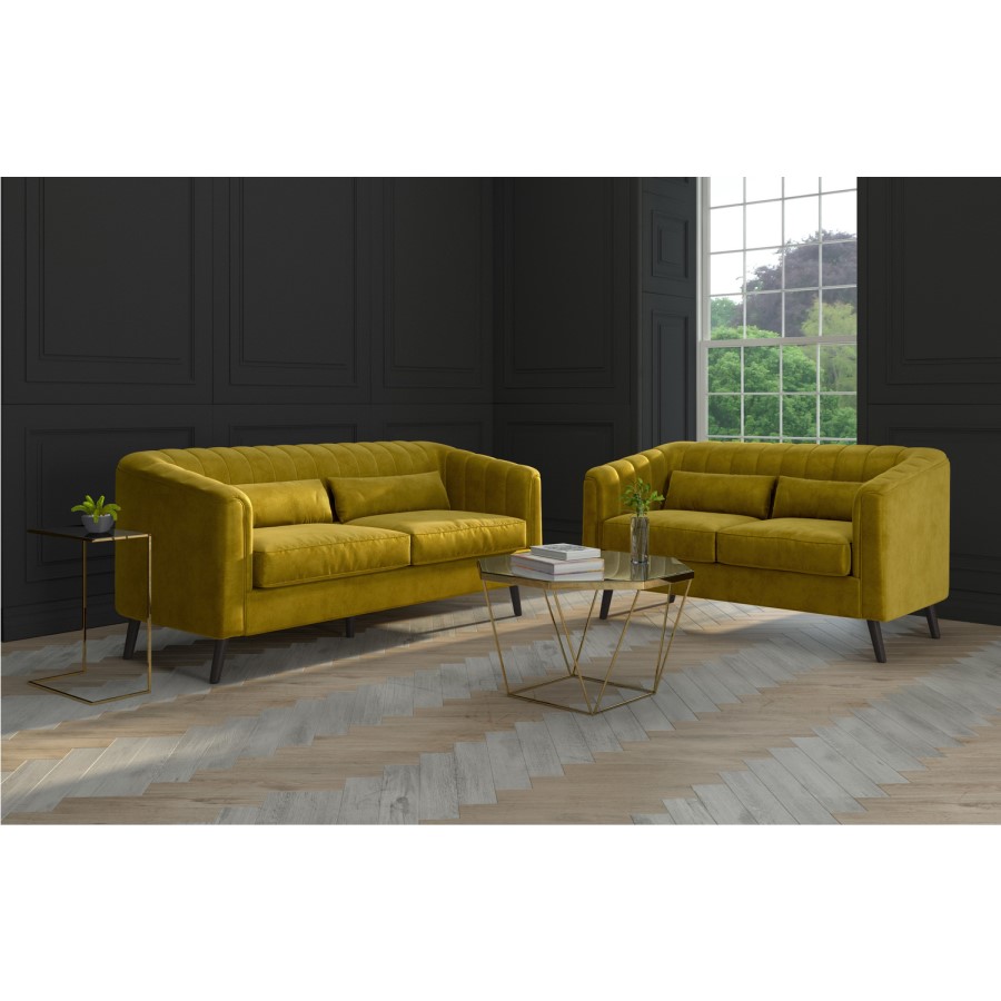 Lotti Green Velvet 3 Seater Sofa & 2 Seater Sofa Set