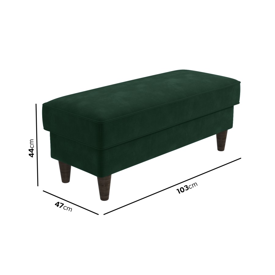 Left Hand Chaise Corner Sofa with Footstool Set in Green Velvet - Idris