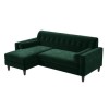 Dark Green Velvet Small Corner Sofa and Footstool Set - Idris