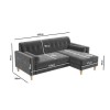 Grey Velvet Small L Shaped Sofa and Footstool Set - Idris