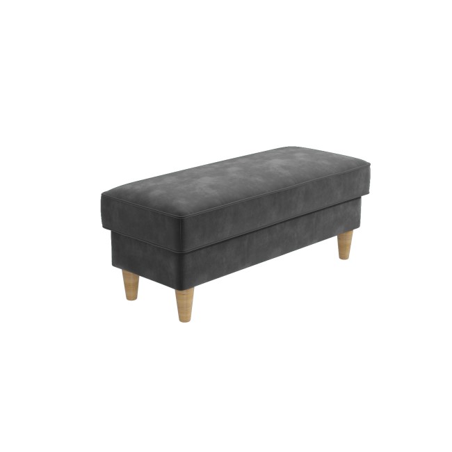 Grey Velvet Small L Shaped Sofa and Footstool Set - Idris