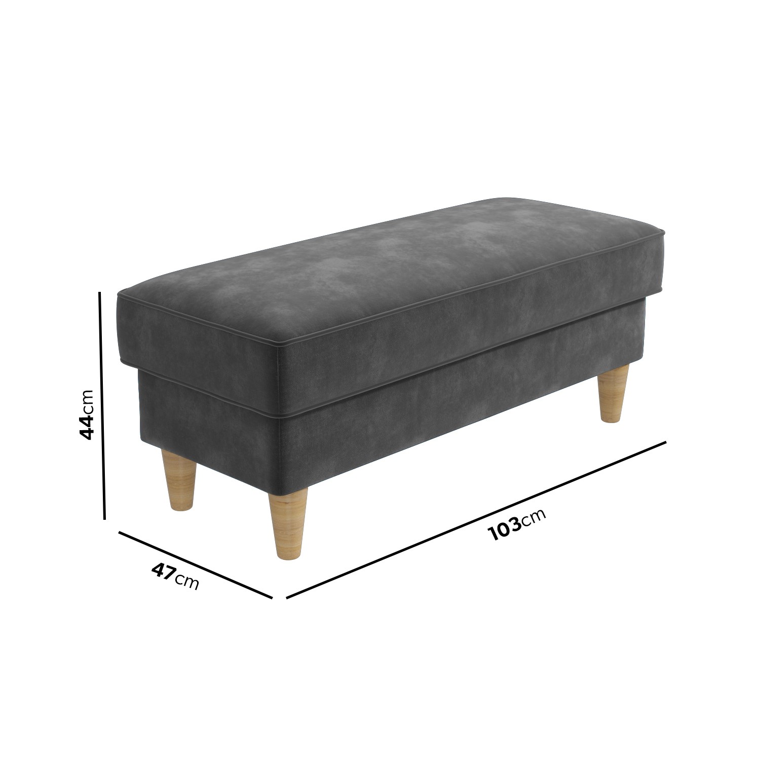 Grey Velvet Left Facing L Shaped Sofa with Matching Footstool - Seats 3 ...