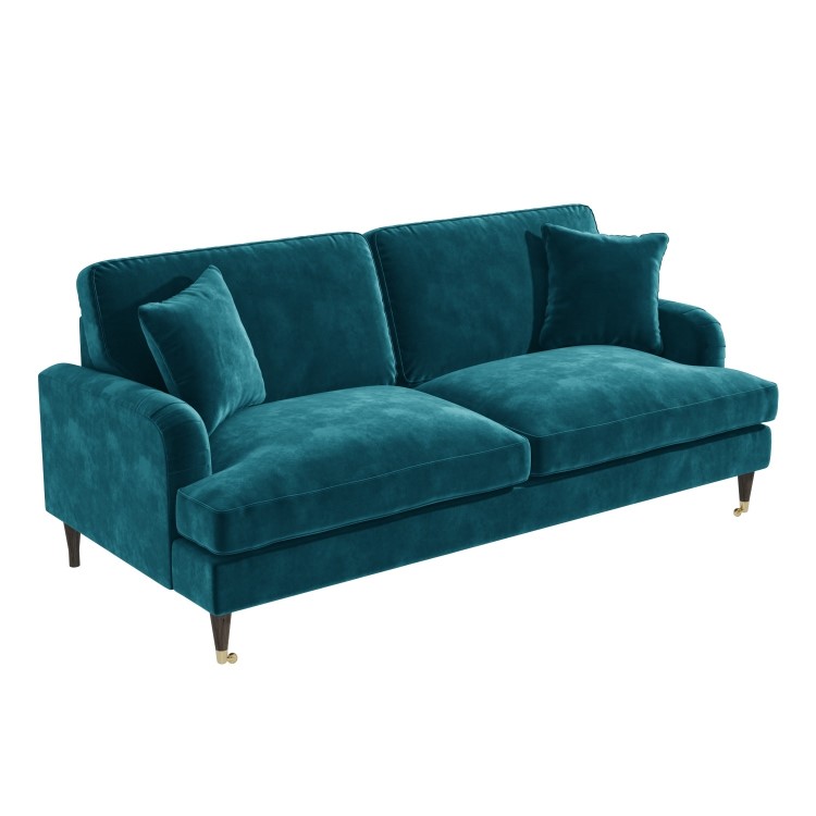 Teal Velvet Sofa and Footstool Set - Payton